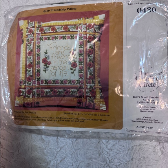 The Creative Circle Other - VTG 1982 Creative Circle Friendship Pillow Embroidery Kit #0430